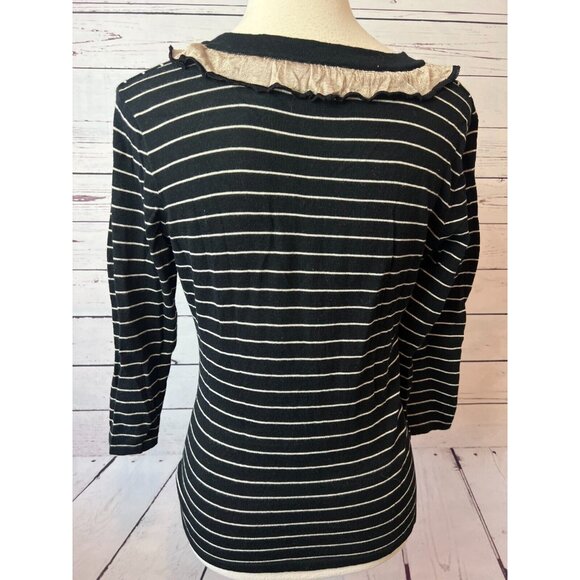 CAbi #276 The Flirt Ruffle Cardigan Sweater size Small 276 Knit Striped Cotton - Picture 10 of 10